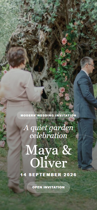 English opal garden wedding invitation concept